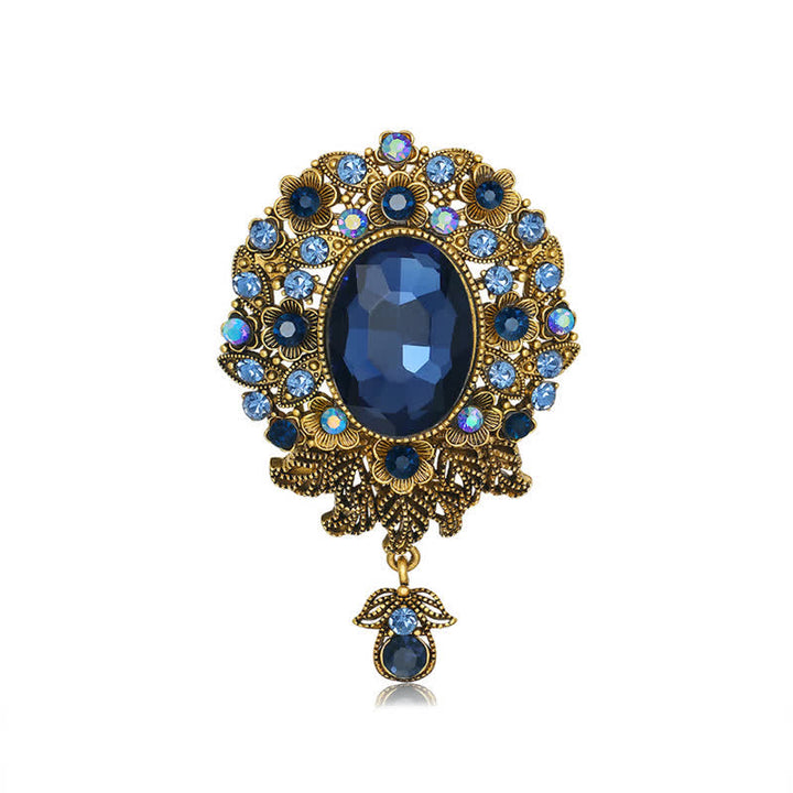 Damen Bohemia Runde Kristall Wassertropfen Brosche