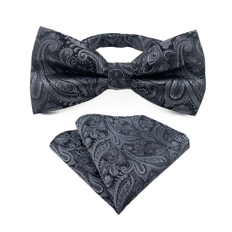 2-tlg. Set aus Fliege und Einstecktuch mit blumigem Paisley-Muster für Herren
