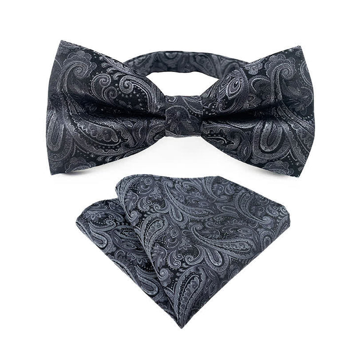 2-tlg. Set aus Fliege und Einstecktuch mit blumigem Paisley-Muster für Herren