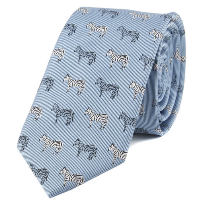 Herren-Krawatte mit Tier-Poker-Motiven - Hellblaues Zebra - image 7