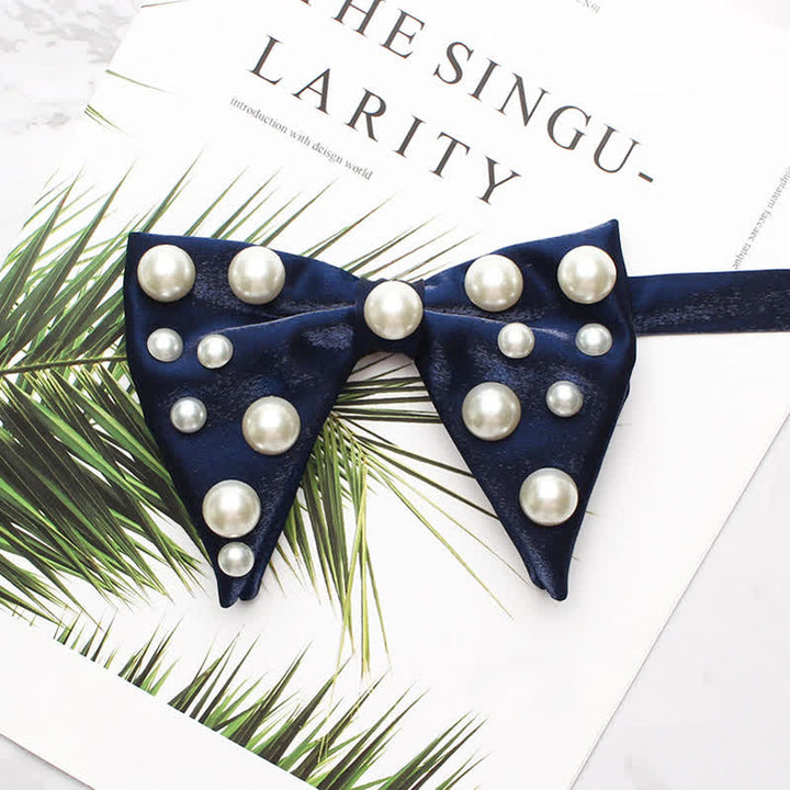 Pearls Bright Oversized Pointed Bow Tie - Marineblau - image 7