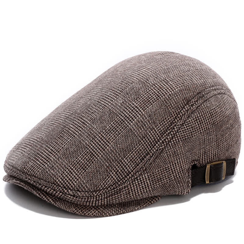 Lederverstellbare Schnalle Flache Mütze Baskenmütze - Kaffeekaro - Verstellbar (etwa 22"-23 1/4") - image 12