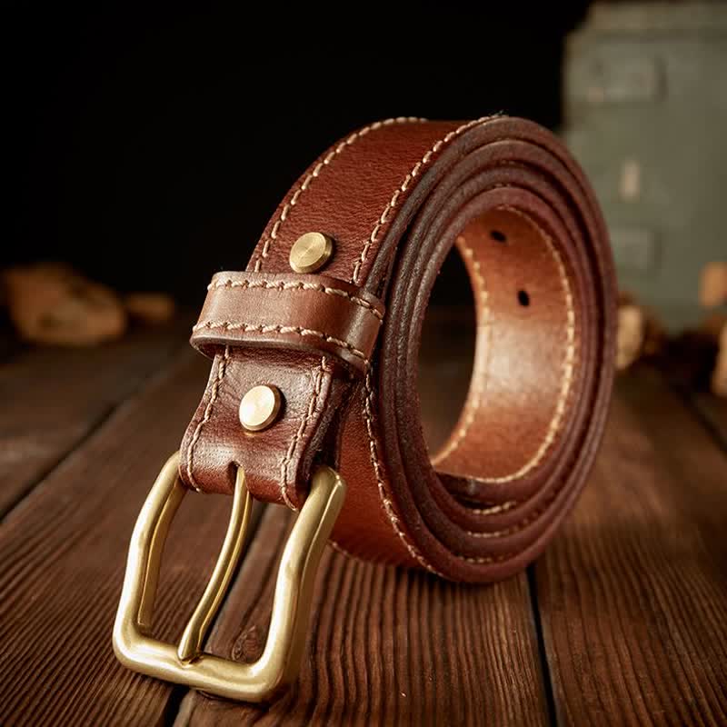 Herren-Ledergürtel im Vintage-Stil mit einfacher Dornschließe