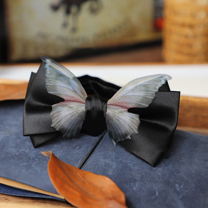 Herren-Set aus Vintage-Organza mit Schmetterlings-Fliege und Einstecktuch