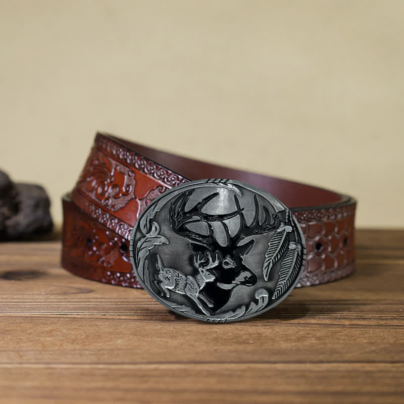 DIY Herren Gürtel mit Hirschgeweih-Schnalle aus Leder