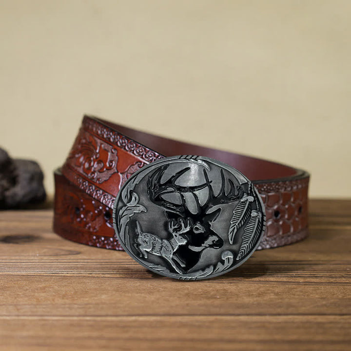 DIY Herren Gürtel mit Hirschgeweih-Schnalle aus Leder