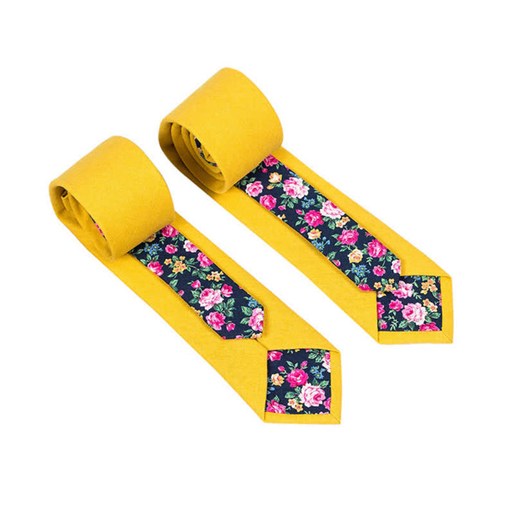 Herren Neuartiger Karo-Blumen-Patchwork-Krawatte - HellesGelb - image 22