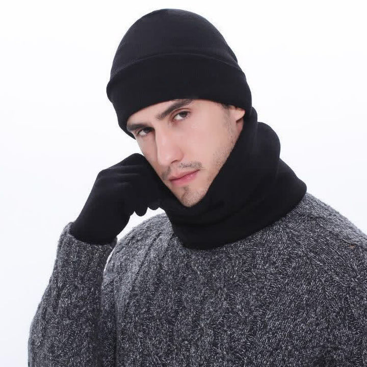 3er Set Warm Beanie Hat Scarf Touchscreen Gloves