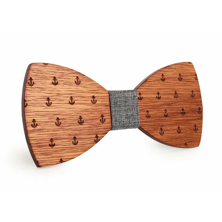 Holzfliege mit nautischem Anker-Design für Herren