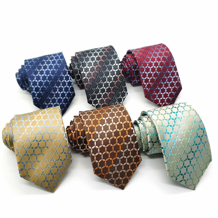 Herren Krawatte aus reiner Seide mit gestreiftem Hexagon-Muster