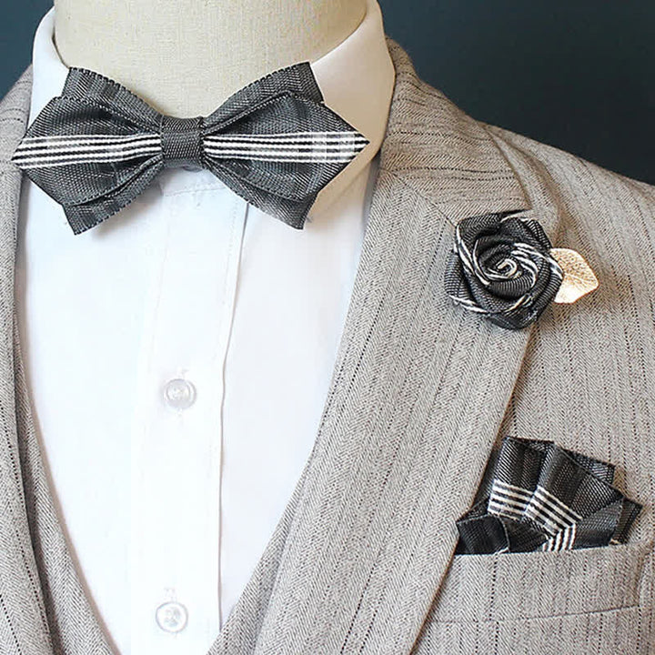 3-teiliges Horizon Stripe Plaid Fliegen-Set für Herren