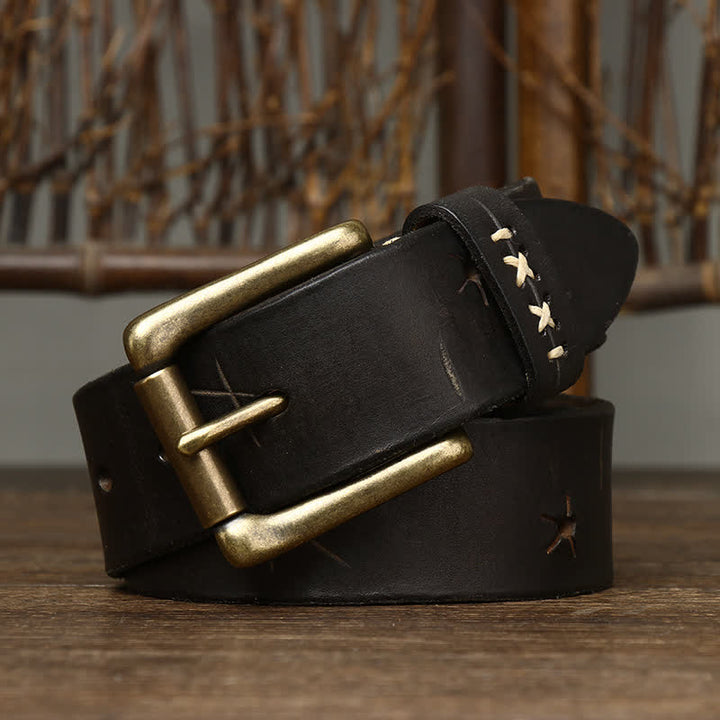 Herren Vintage Gürtel aus Leder mit ausgefallener Schnitzerei - image 13