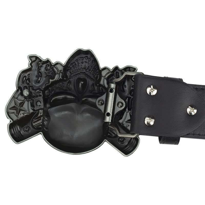 Herren Punk Biker Skull Demon Clown Ledergürtel
