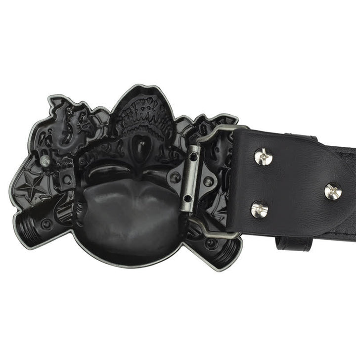 Herren Punk Biker Skull Demon Clown Ledergürtel