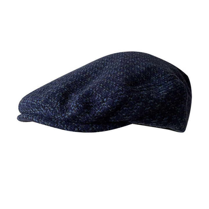Marineblauer Karo Herbst Winter Barett Mütze