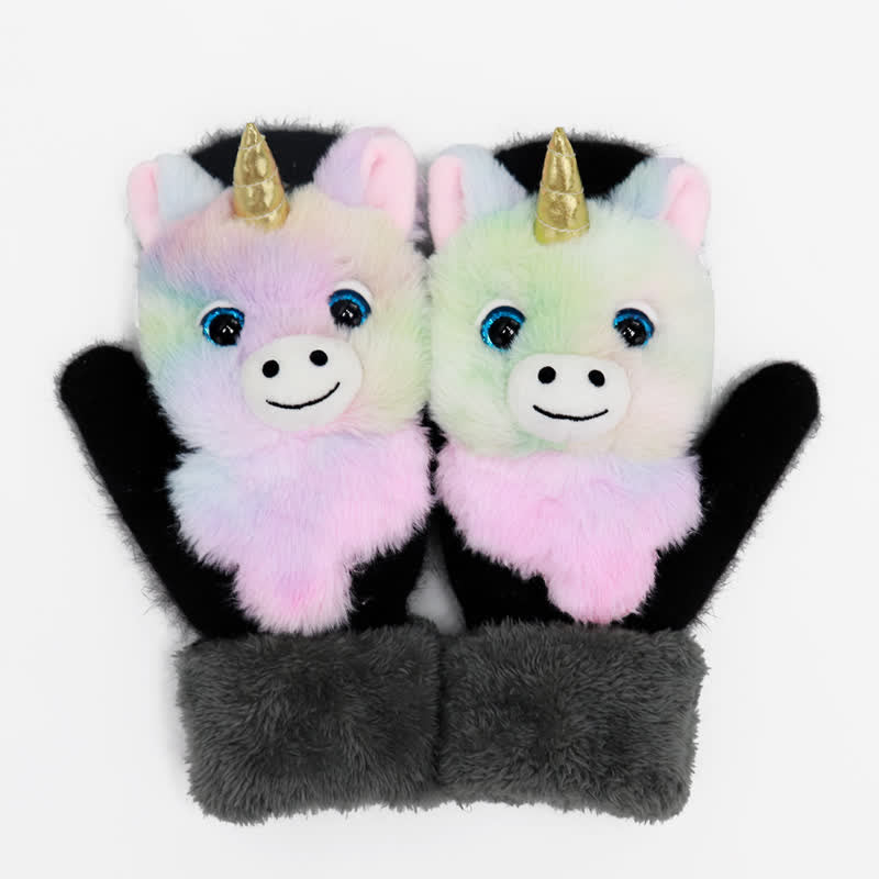 Niedliche Tierfell-Fäustlinge für Frauen - Macaron Einhorn - image 10