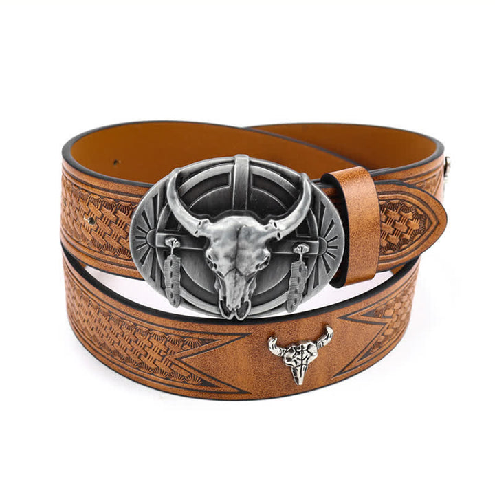 Herren gravierter Mad Bull Ledergürtel