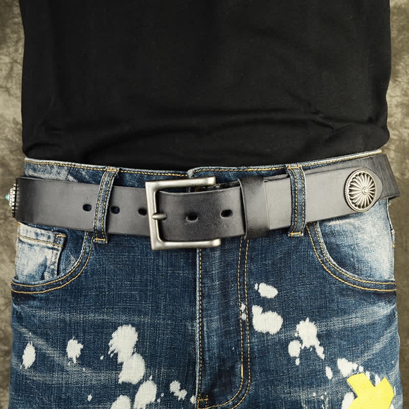 Herren Punk Heavy Metal Nietengürtel aus Leder