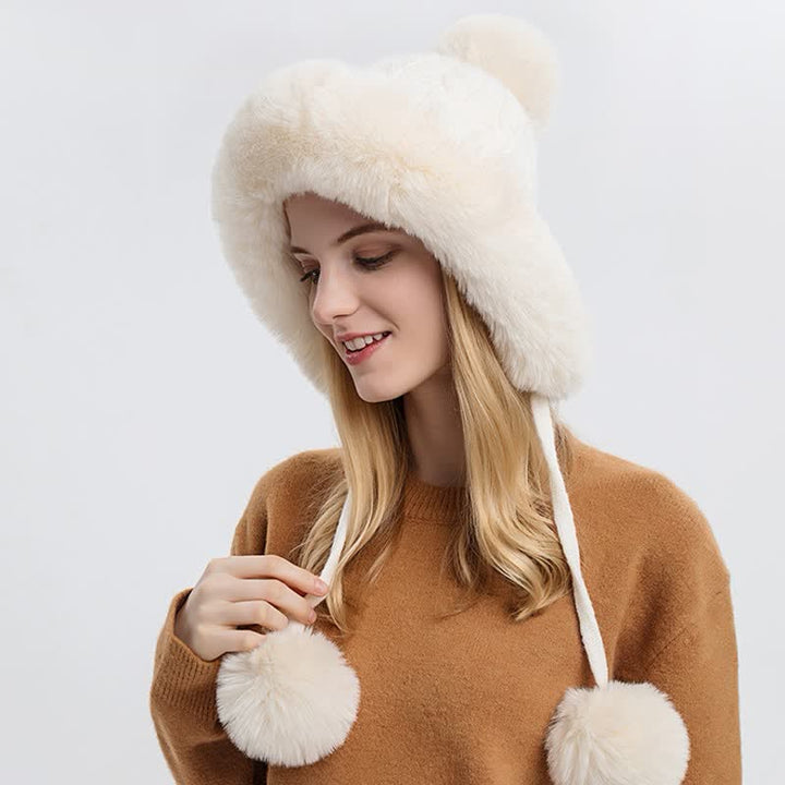 Dreifacher Bommel dicker warmer gestrickter Hut für Damen