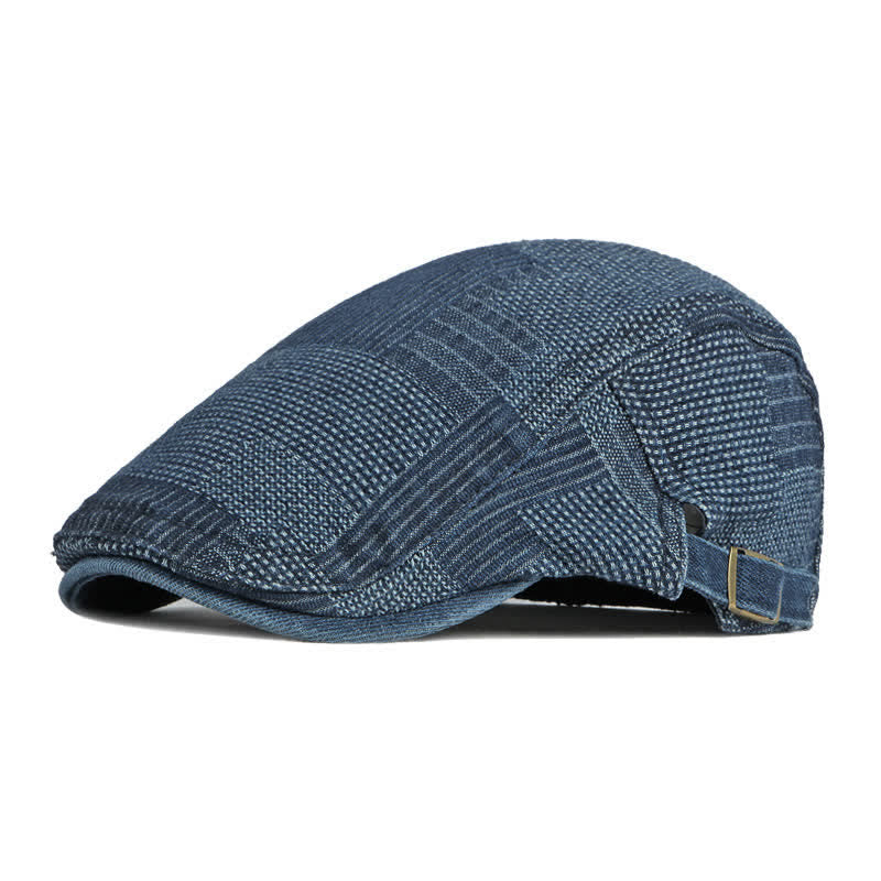 Persönlichkeit Maler Gewaschener Jeans Barett Flachkappe - Dunkelblau - Einstellbar (ca. 21 5/8"-23 5/8") - image 0