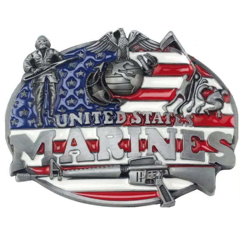 DIY Militär Ledergürtel mit US Marines Schnalle für Herren