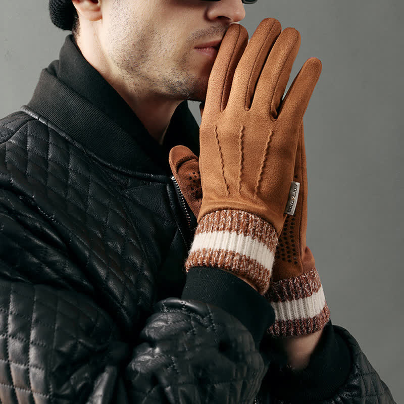 Unisex-Wildleder-Fleece-rutschfeste-Finger-Flip-Handschuhe