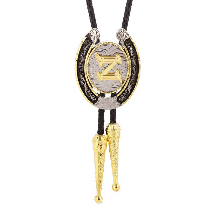 Moderne Western-Hufeisen Anfänglicher Buchstabe A bis Z Bolo Tie - Gold - Z - image 0