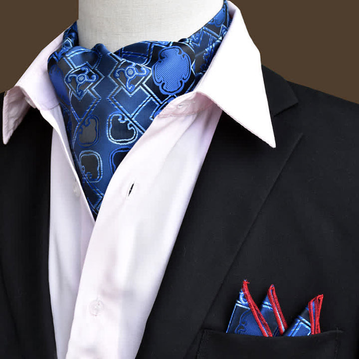 2er Pack DodgerBlue Luxus Florales Paisley Einstecktuch und Krawattenset