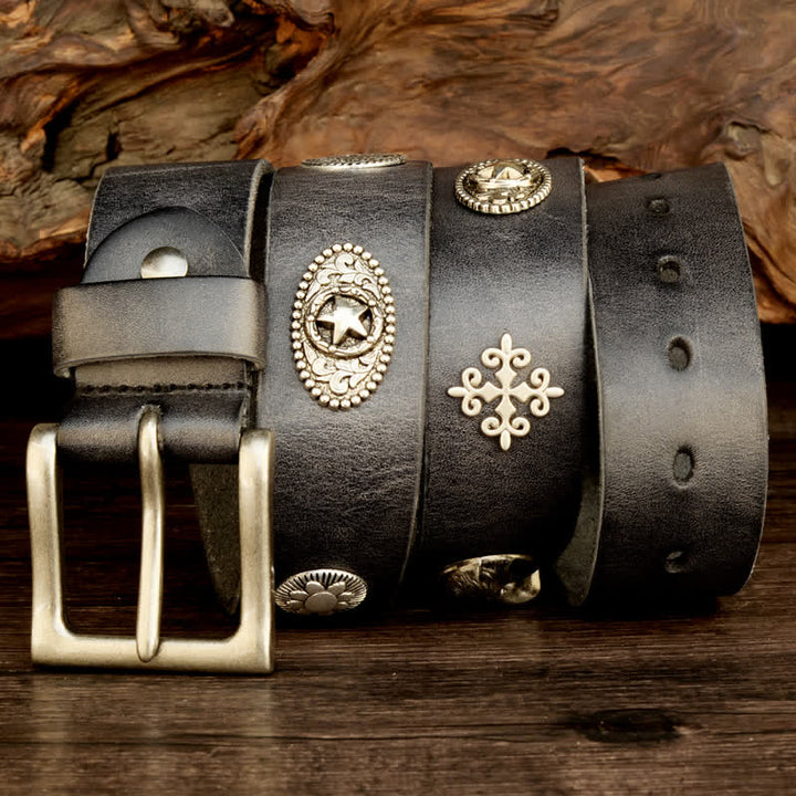 Herren Punk Heavy Metal Nietengürtel aus Leder