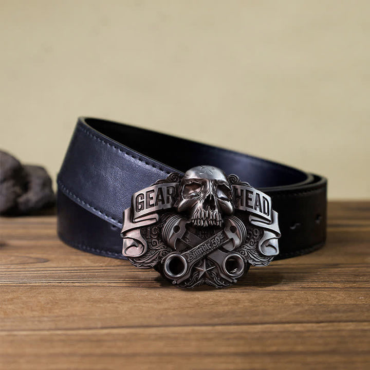 DIY Zahnradkopf-Pistonschädel-Schnallenledergürtel für Herren