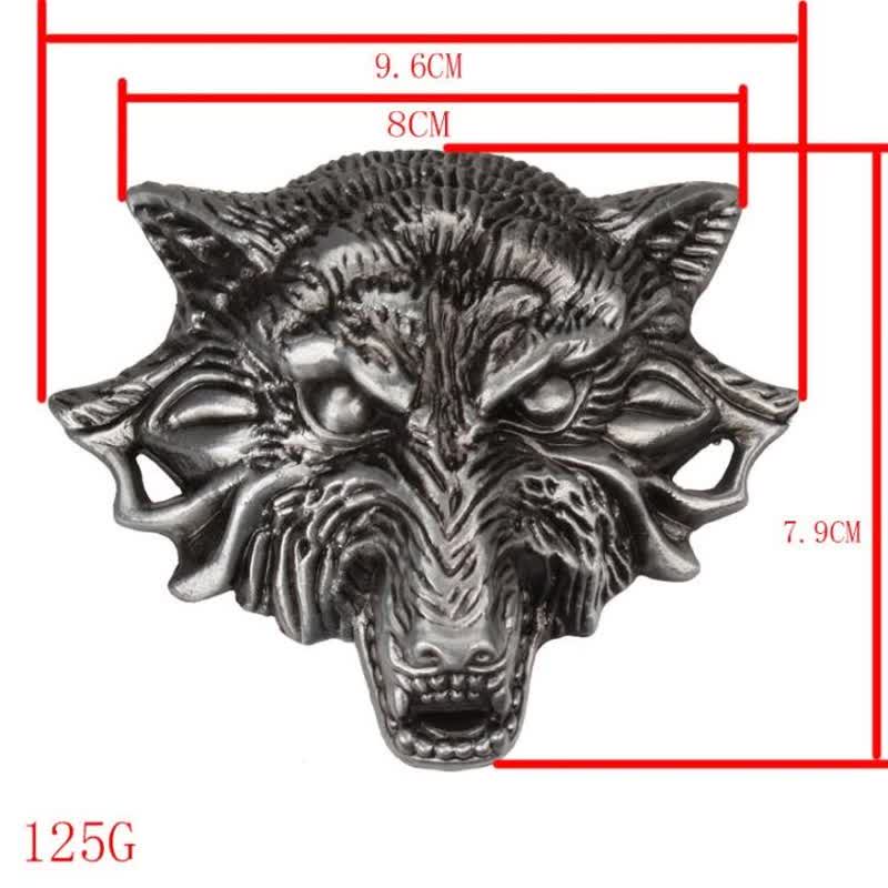 Ledergürtel für Herren mit beeindruckendem Wolfskopf-Gravurdesign