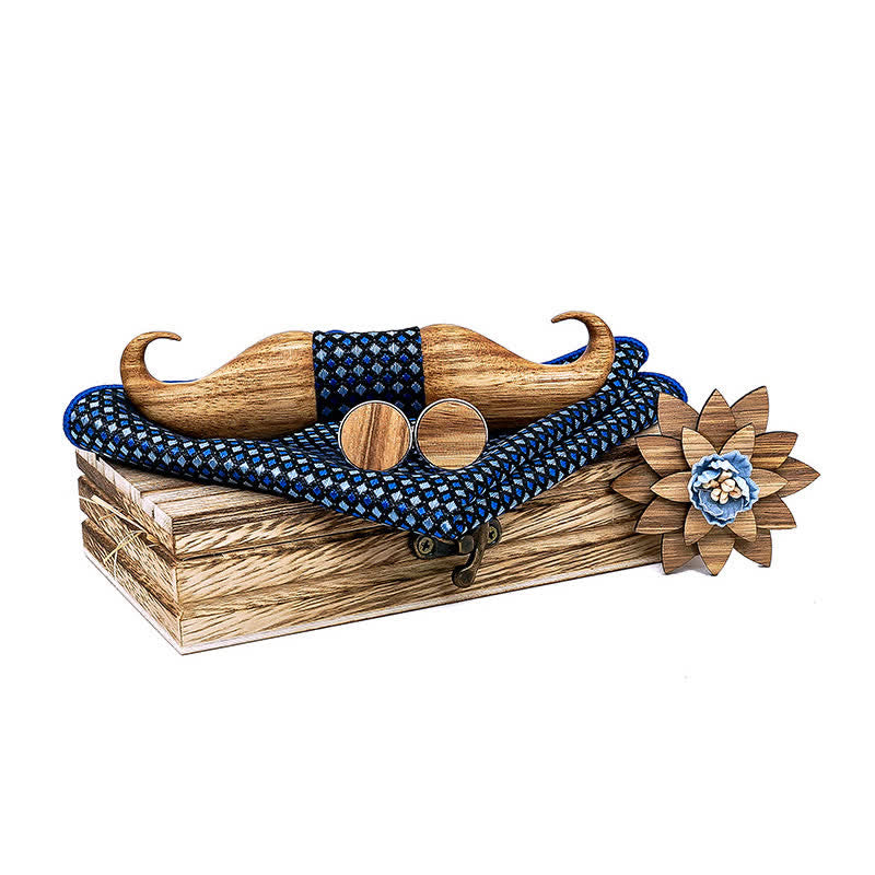 4er-Set Holzfliegen Burlywood Mustache für Herren