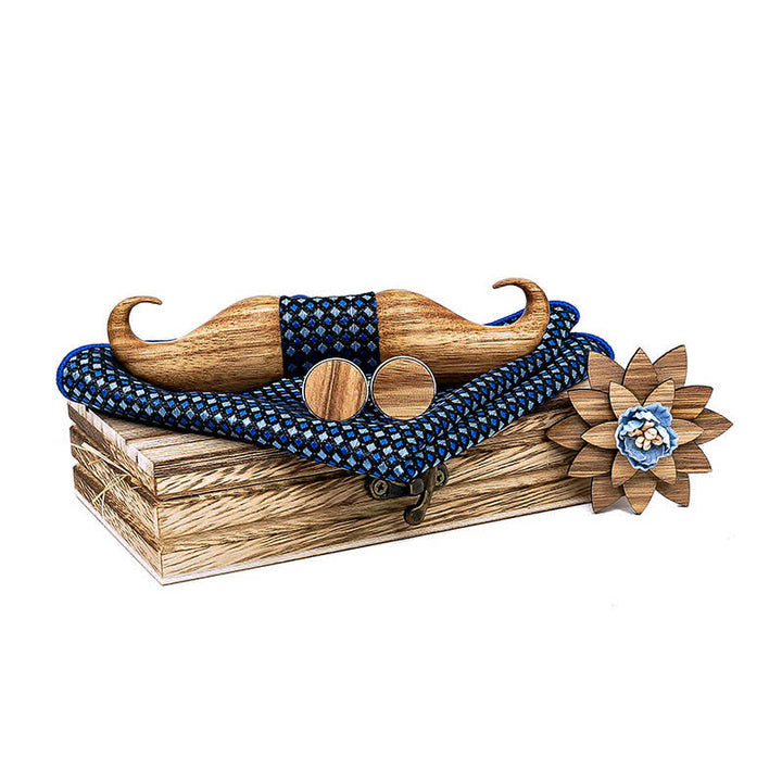 4er-Set Holzfliegen Burlywood Mustache für Herren