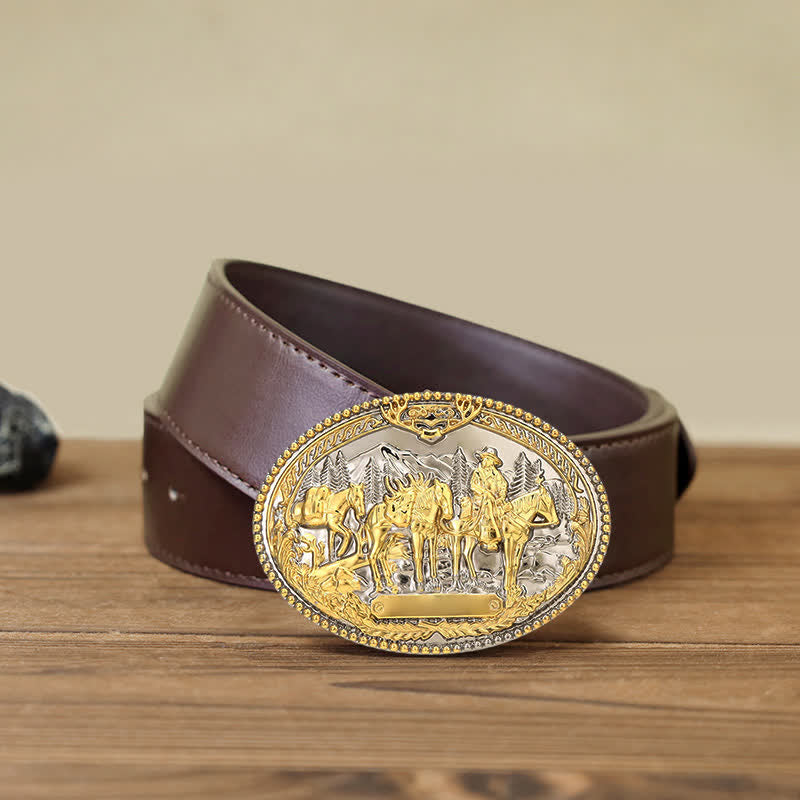 Herren DIY Cowboy Ritter Führt Pferd Schnalle Ledergürtel