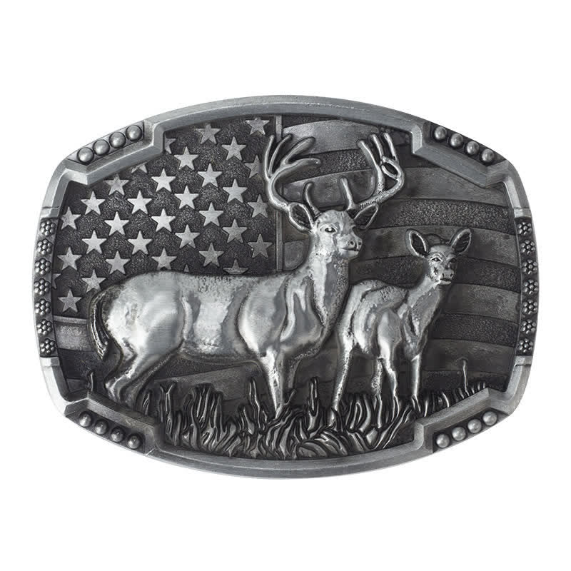 Herren DIY Deer Hunter American Flag Schnalle Ledergürtel