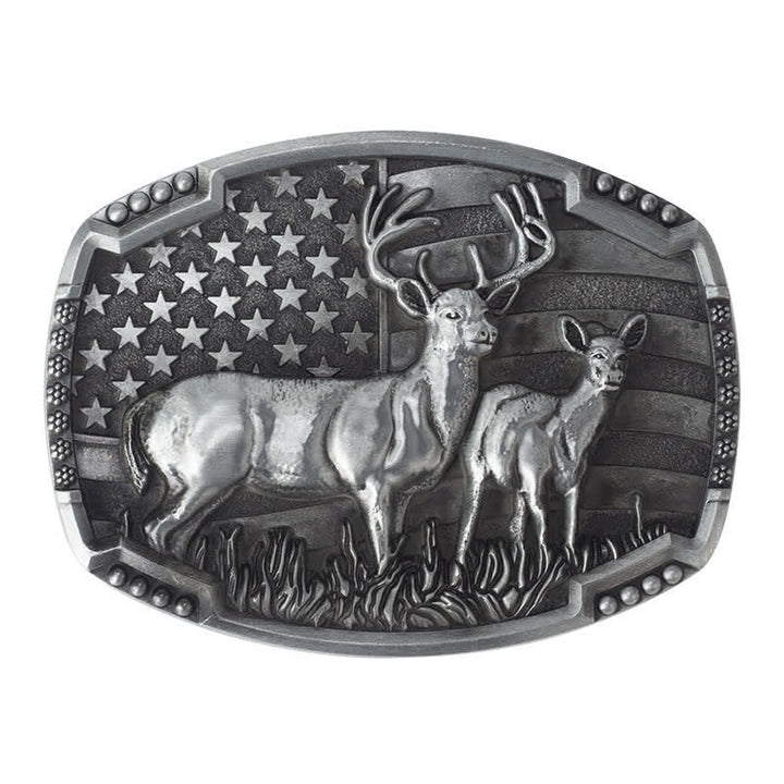 Herren DIY Deer Hunter American Flag Schnalle Ledergürtel