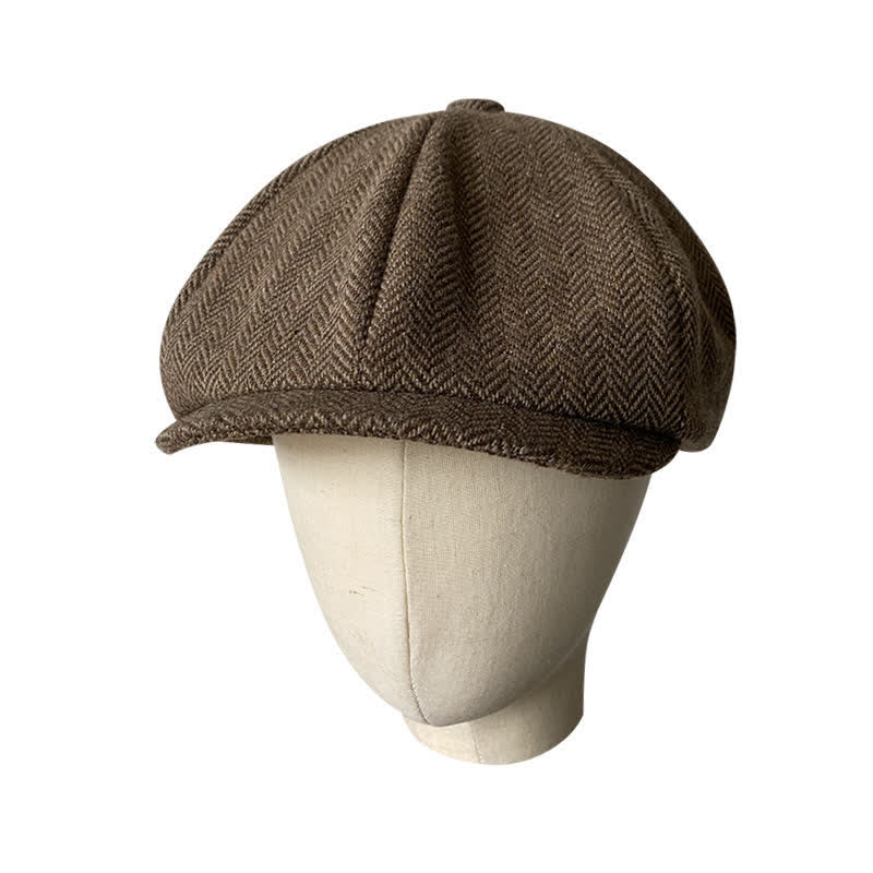 Kaffee Fein Herringbone Achteck Barett Kappe