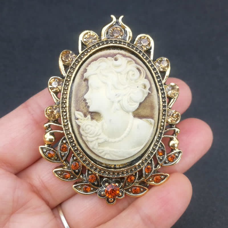 Viktorianische Cameo-Silhouette-Blatt-Brosche für Frauen