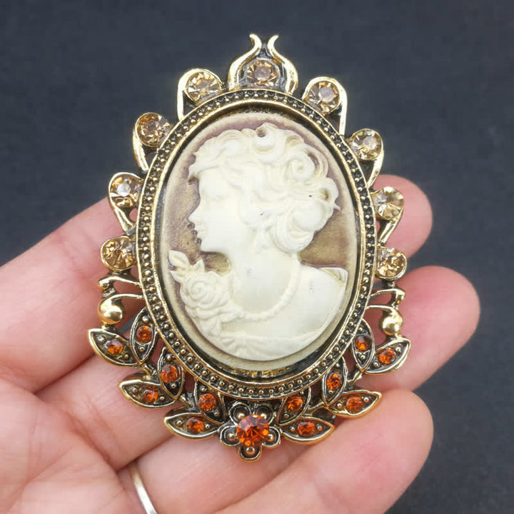 Viktorianische Cameo-Silhouette-Blatt-Brosche für Frauen