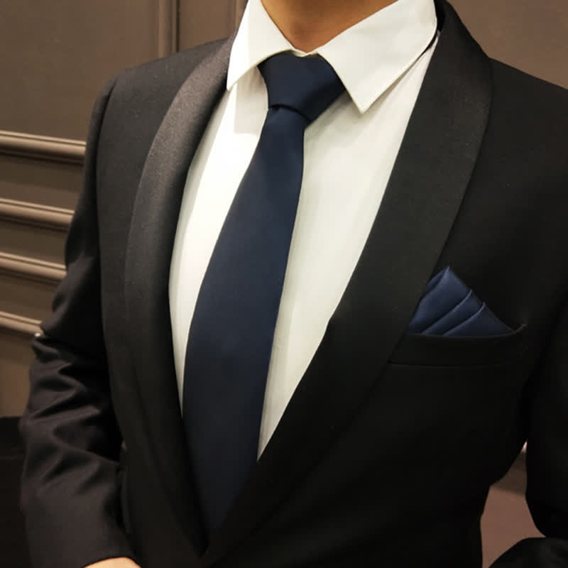 Marineblau Herren-Krawatte Mit Blumenmuster