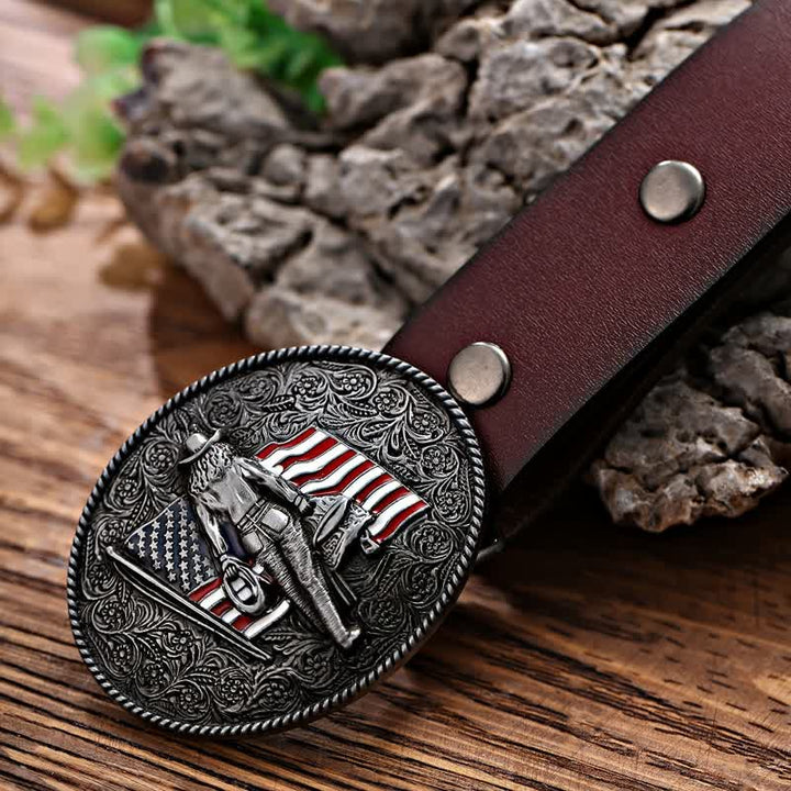 DIY Cowboy Ledergürtel mit amerikanischer Flaggen Schnalle für Männer