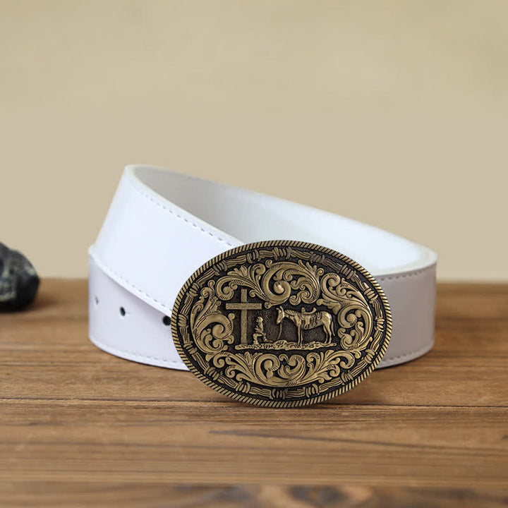DIY Gebets Cowboy oval Schnallengürtel für Herren