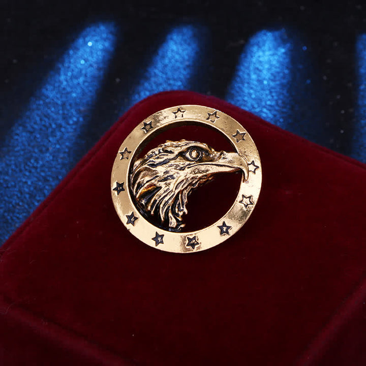 Herren-Kreis-Falkenkopf-Brosche