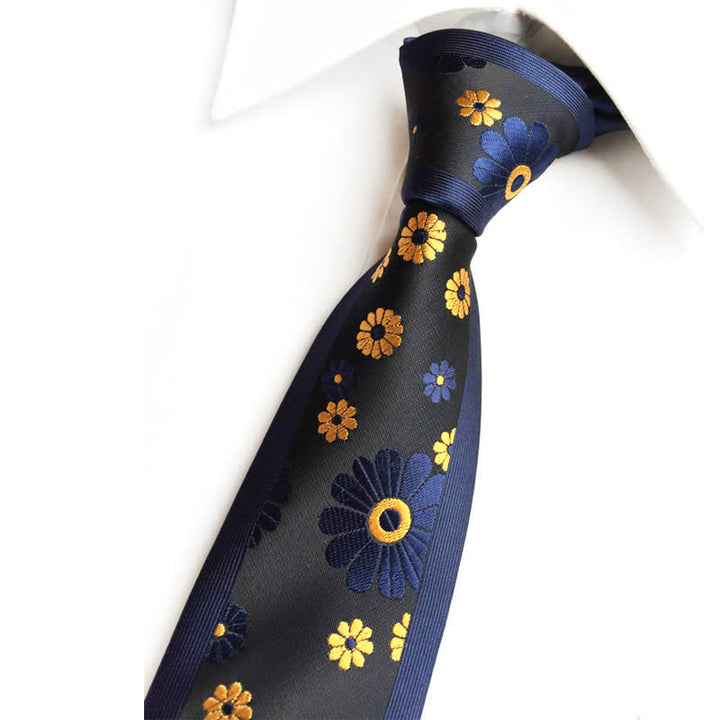 Schlichte schmale Krawatte mit Gänseblümchen-Muster für Herren - image 1