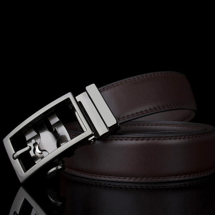 Männer's Raffinierter Hohler Automatik Schnallen Leder Gürtel - image 6