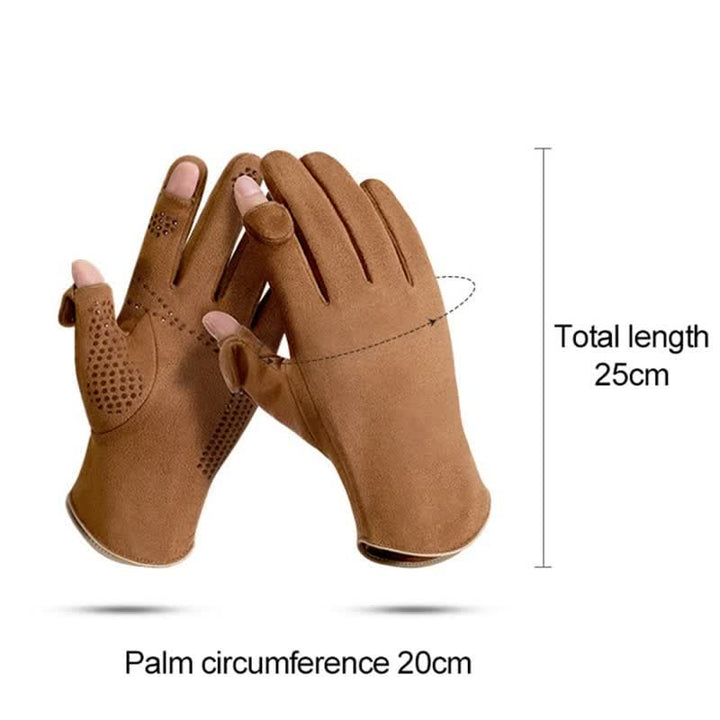 Thermo-Veloursleder-Split-Finger-Handschuhe