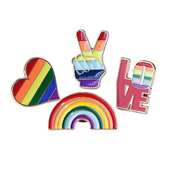 4 Stück Love Is Love Regenbogenflagge Pride Brosche