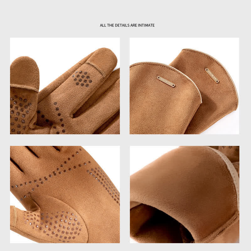 Thermo-Veloursleder-Split-Finger-Handschuhe