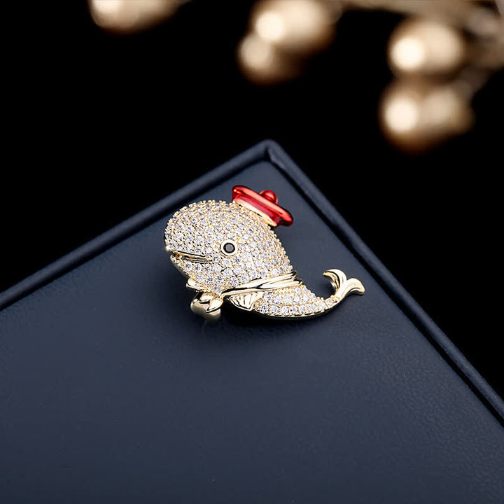 Frauen Marine Strass Wal Brosche