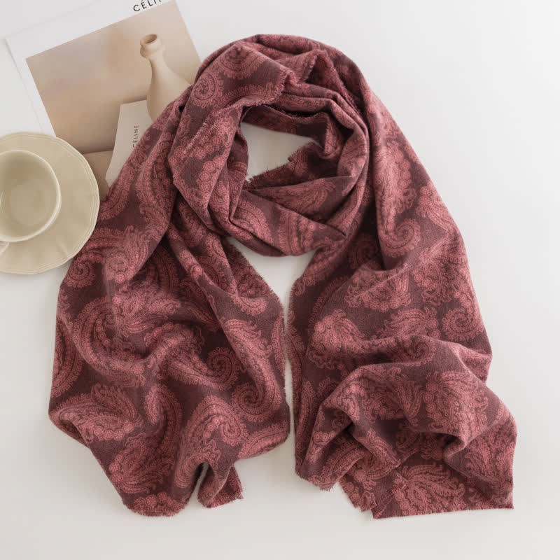 Kurzer Damen Paisley Schal mit Quasten für Herbst und Winter